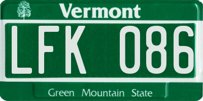 VT license plate LFK086