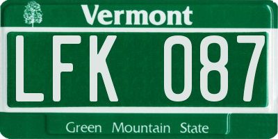 VT license plate LFK087