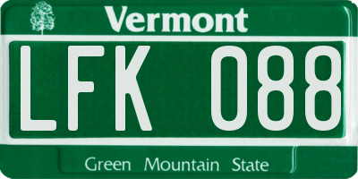 VT license plate LFK088