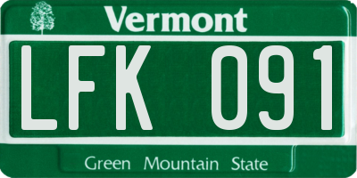 VT license plate LFK091