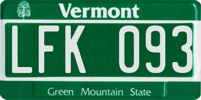 VT license plate LFK093