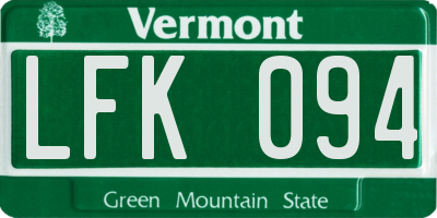 VT license plate LFK094