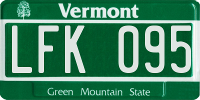 VT license plate LFK095