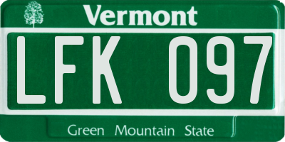 VT license plate LFK097