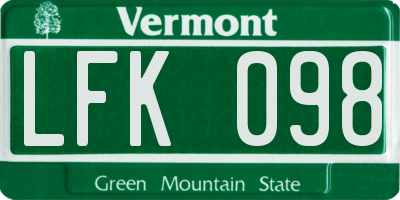 VT license plate LFK098