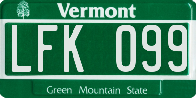 VT license plate LFK099