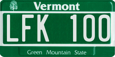 VT license plate LFK100