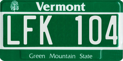 VT license plate LFK104