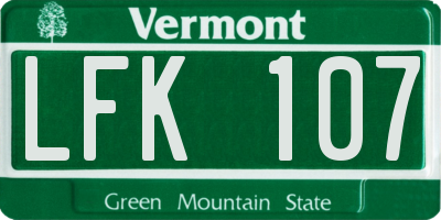 VT license plate LFK107