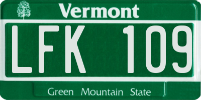 VT license plate LFK109
