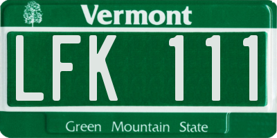 VT license plate LFK111