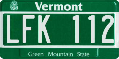 VT license plate LFK112