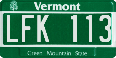 VT license plate LFK113