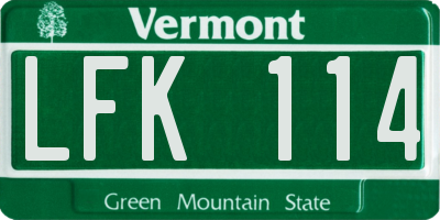VT license plate LFK114