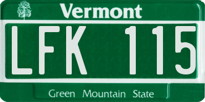 VT license plate LFK115
