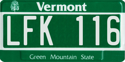 VT license plate LFK116