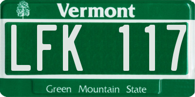 VT license plate LFK117
