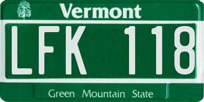 VT license plate LFK118