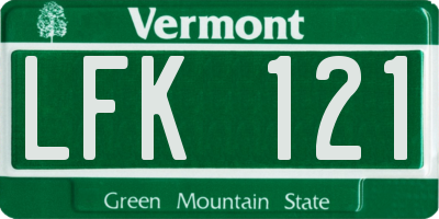 VT license plate LFK121