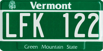 VT license plate LFK122
