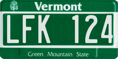 VT license plate LFK124