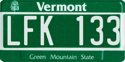 VT license plate LFK133