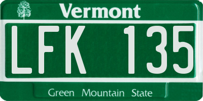 VT license plate LFK135