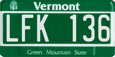 VT license plate LFK136