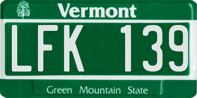 VT license plate LFK139