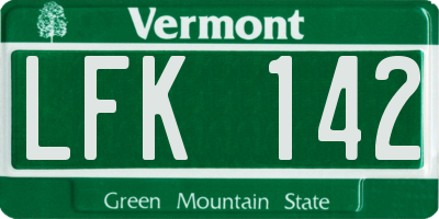 VT license plate LFK142