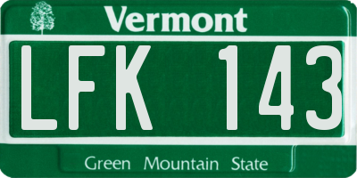 VT license plate LFK143