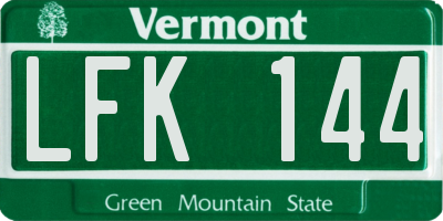 VT license plate LFK144