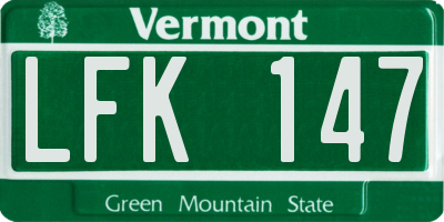 VT license plate LFK147
