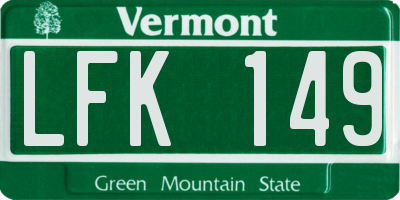 VT license plate LFK149