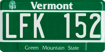 VT license plate LFK152
