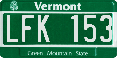 VT license plate LFK153