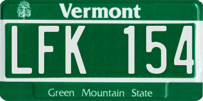 VT license plate LFK154