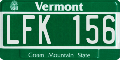 VT license plate LFK156