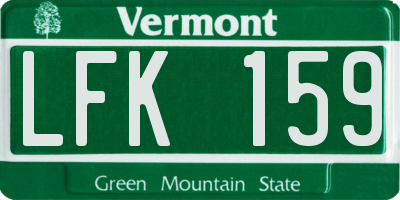 VT license plate LFK159