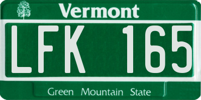 VT license plate LFK165