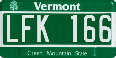 VT license plate LFK166
