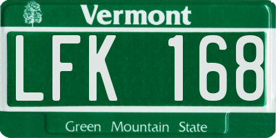 VT license plate LFK168