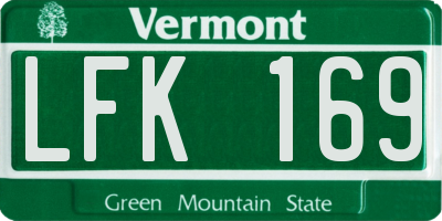 VT license plate LFK169
