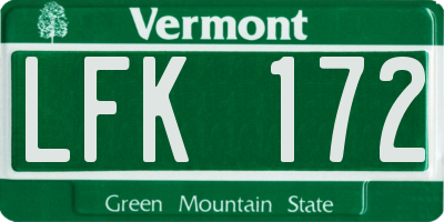 VT license plate LFK172