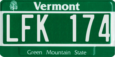 VT license plate LFK174