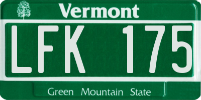 VT license plate LFK175