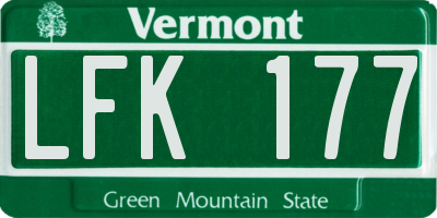 VT license plate LFK177
