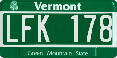 VT license plate LFK178