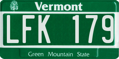 VT license plate LFK179