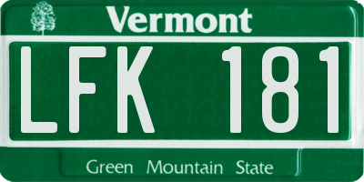 VT license plate LFK181